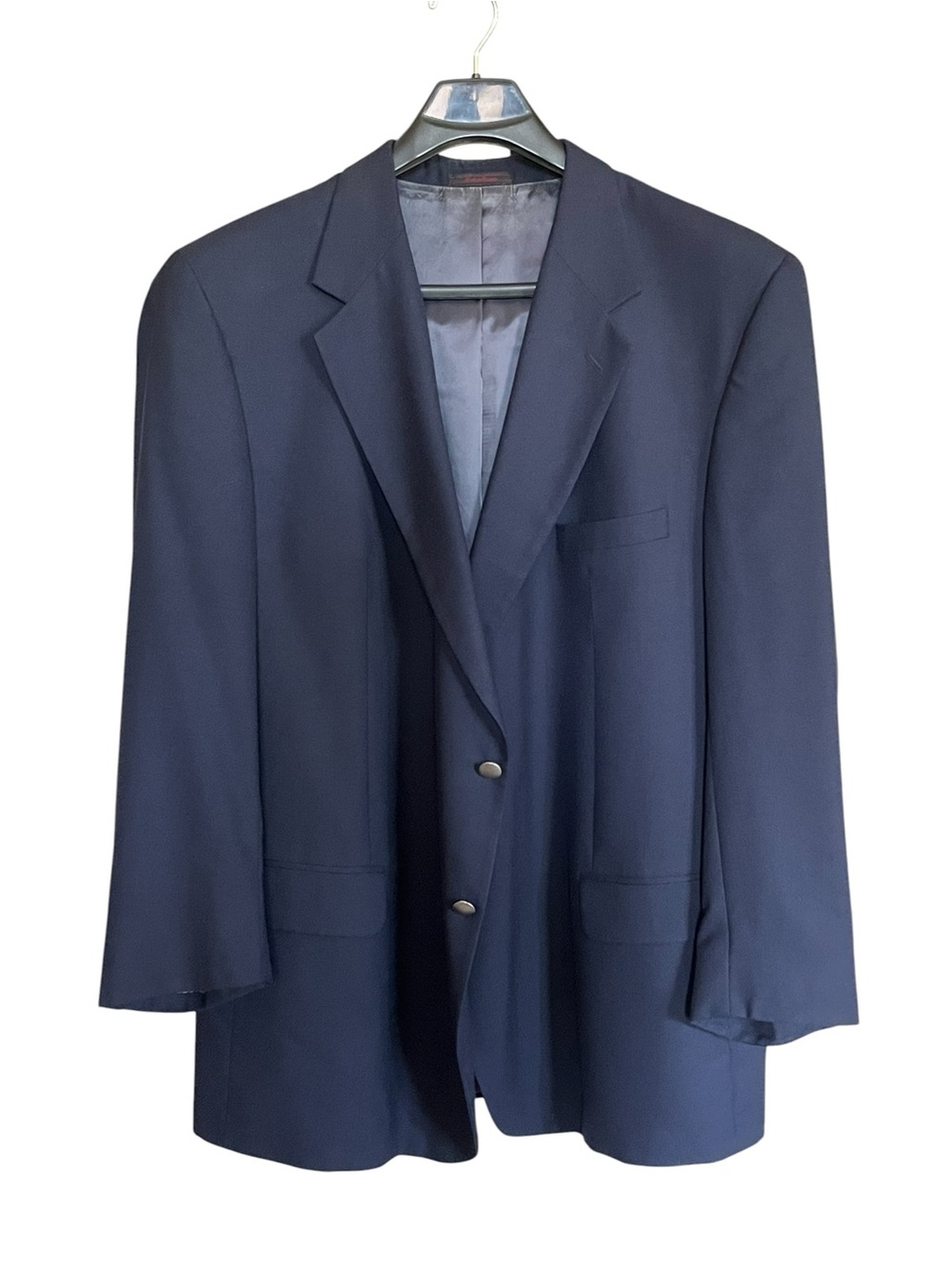 Classic Men's Navy Blazer - Tailored Two-Button Jacket - 100% Wool - Size 54 L